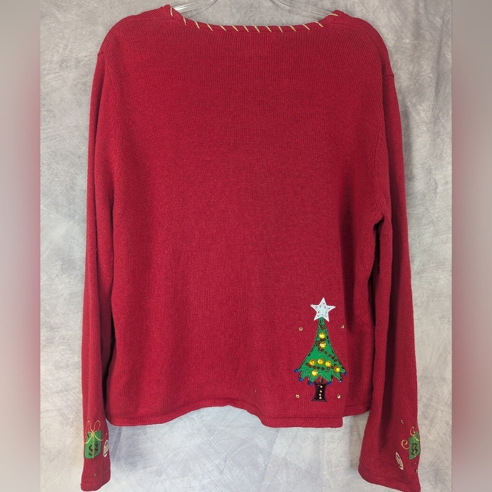 Tiara International Christmas Collection Size XL Beaded/Sequin Cardigan Sweater - Picture 3 of 16